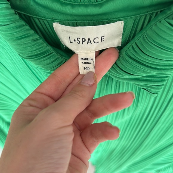L Space Hazel Plisse Top and Pant Set in Kelly Green Size Medium - Picture 3 of 4